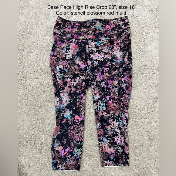 lululemon athletica Floral Leggings - Black and Pink - Picture 1 of 3